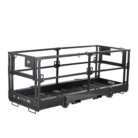 Titan Attachments 4' x 9' 8" Mesh Telehandler Work Platform, Safety Man Basket, Forklift Attachment for Forklift and Telehandler, 1,700 lb. Weight Capacity, Safety Cage Man Lift