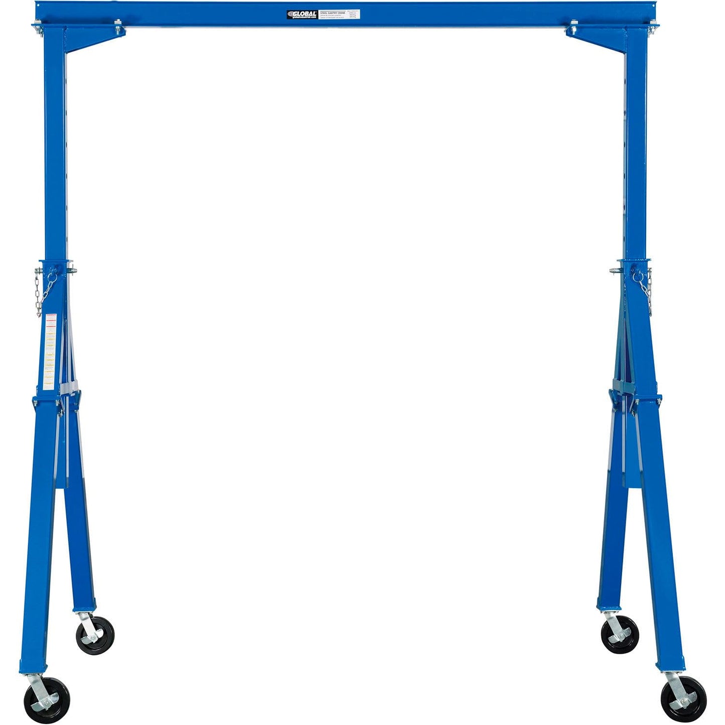 Global Industrial Adjustable Height Steel Gantry Crane, 10'W x 7'6"-12'H, 2000 Lb. Capacity
