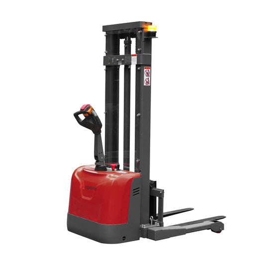 Full Electric Stacker 3300 lbs Capacity, 118" Lifting Height - Industrial Heavy Duty Forklift, Straddle Legs, Adjustable Forks, Power Pallet Stacker for Material Handling, Warehouse
