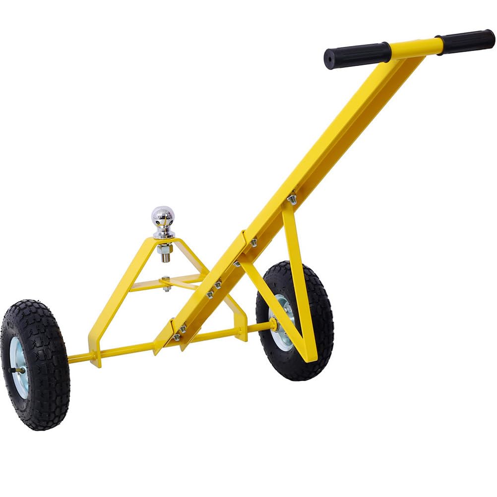 CWKISS Heavy Duty Trailer Dolly with 10" Pneumatic Tires, 800 lbs Load Capacity, 44" Long Handle & 1-7/8" Hitch Ball, Manual Steel Tow Dolly for Boat, Utility, Jet Ski, and Cargo Trailers,Yellow