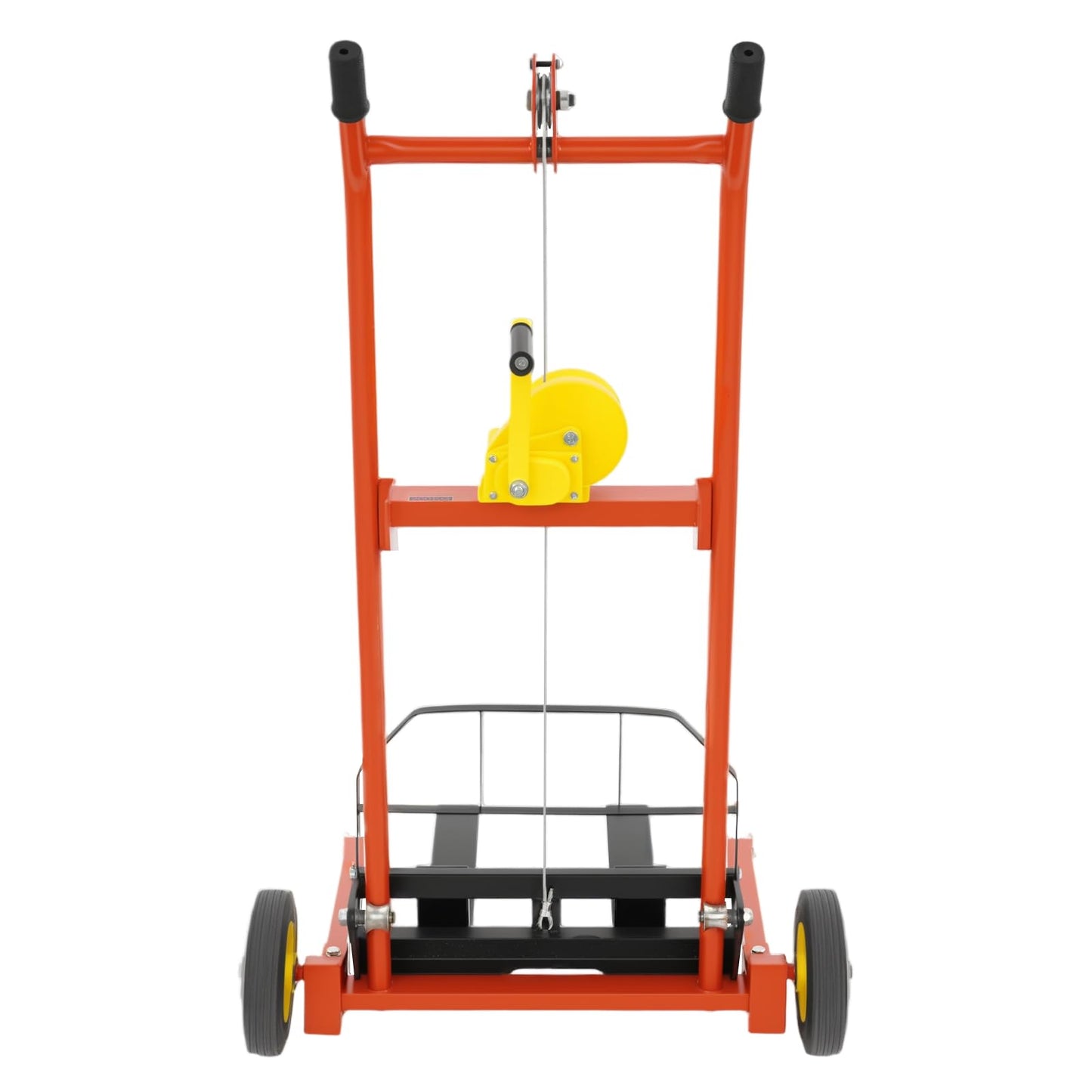 BRICZUNA Hydraulic Material Lift Pallet Truck Dolly Adjustable Forklift Stacker Pallet Jack Hydraulic Material Lift Winch Stacker for Workshops & Warehouses, Tangerine (40''H, Max. Load 330 Lbs)