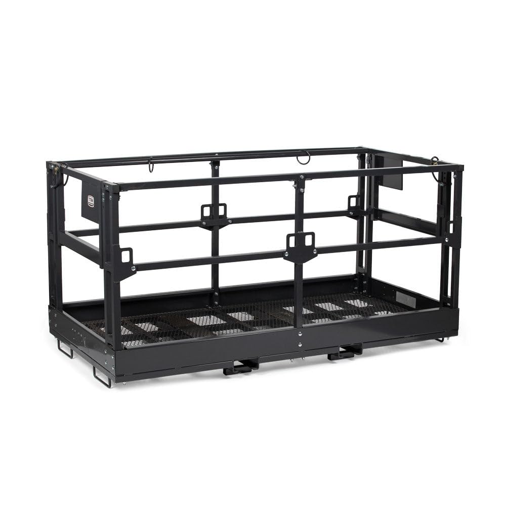 Titan Attachments 4' x 7'8" Mesh Telehandler Work Platform, Two Man Safety Basket, Forklift Telehandler Attachment, Safety Cage to Complete Aerial Tasks