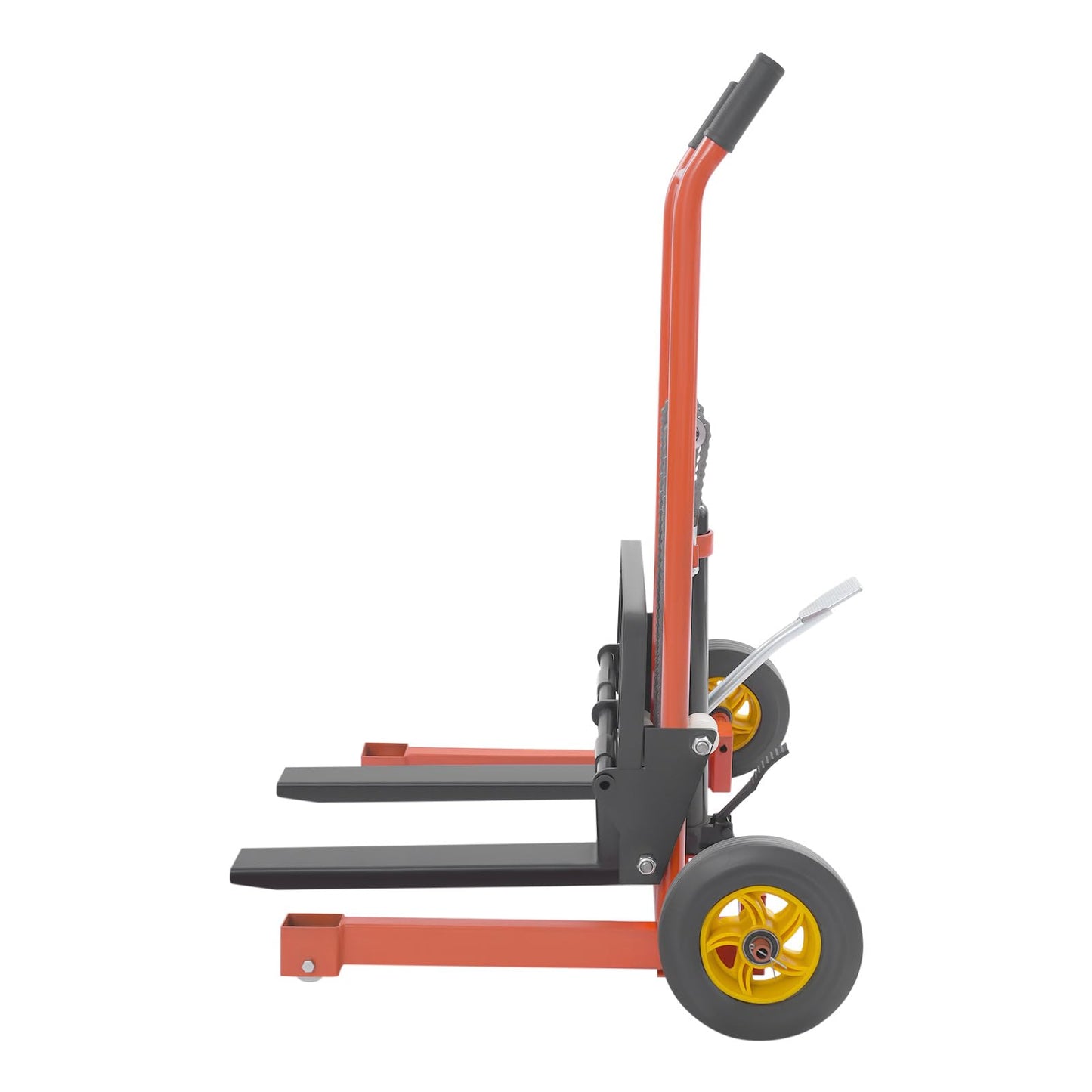 PIAOCAIYIN Hydraulic Material Lift Winch Stacker, 577Lbs 36in Adjustable Height Lift Stacker with 2 Casters Forklift Pallet Lift for Workshops, Warehouses, Factories (577Lbs 36in)