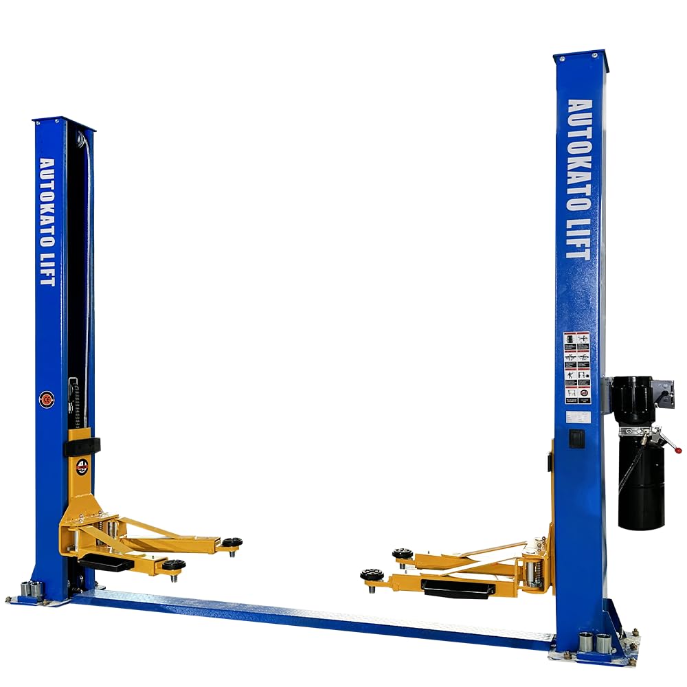 KATOOL AK-H115Z 2 Post Lift – 11,000 lbs Capacity, Hydraulic Vehicle Lift with 220V 4.0HP Motor and Double Point Lock Release Fit for Compact Cars, Trucks, and SUVs (AK-H115Z)