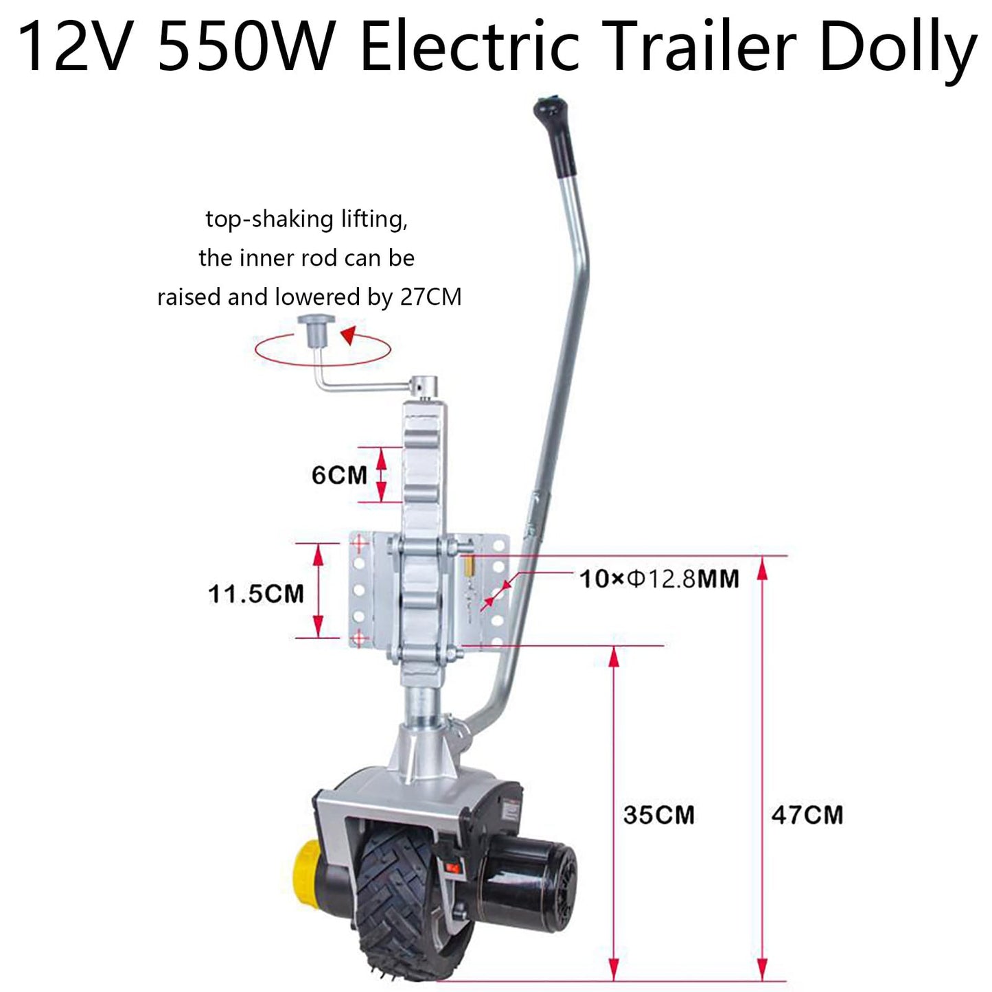 Beachtiful 550W 12V Electric Motorised Wheel Minivan Mobile Electric Trailer Tool, Electric Trailer Dolly, for Moving Trailer Caravan Boat