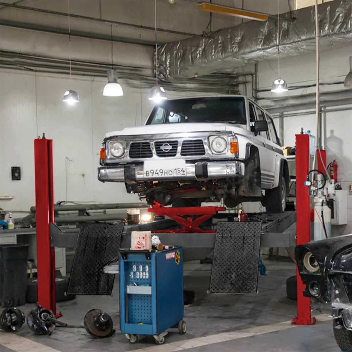 MutsMover 15,000 LBS 4-Post Car Lift, Extra Tall & Wide Parking and Storage Auto Lift with 77" Max Height, 4.0HP Heavy-Duty Hydraulic System for Garage, Parking, or Workshop Use, 36 Months Warranty