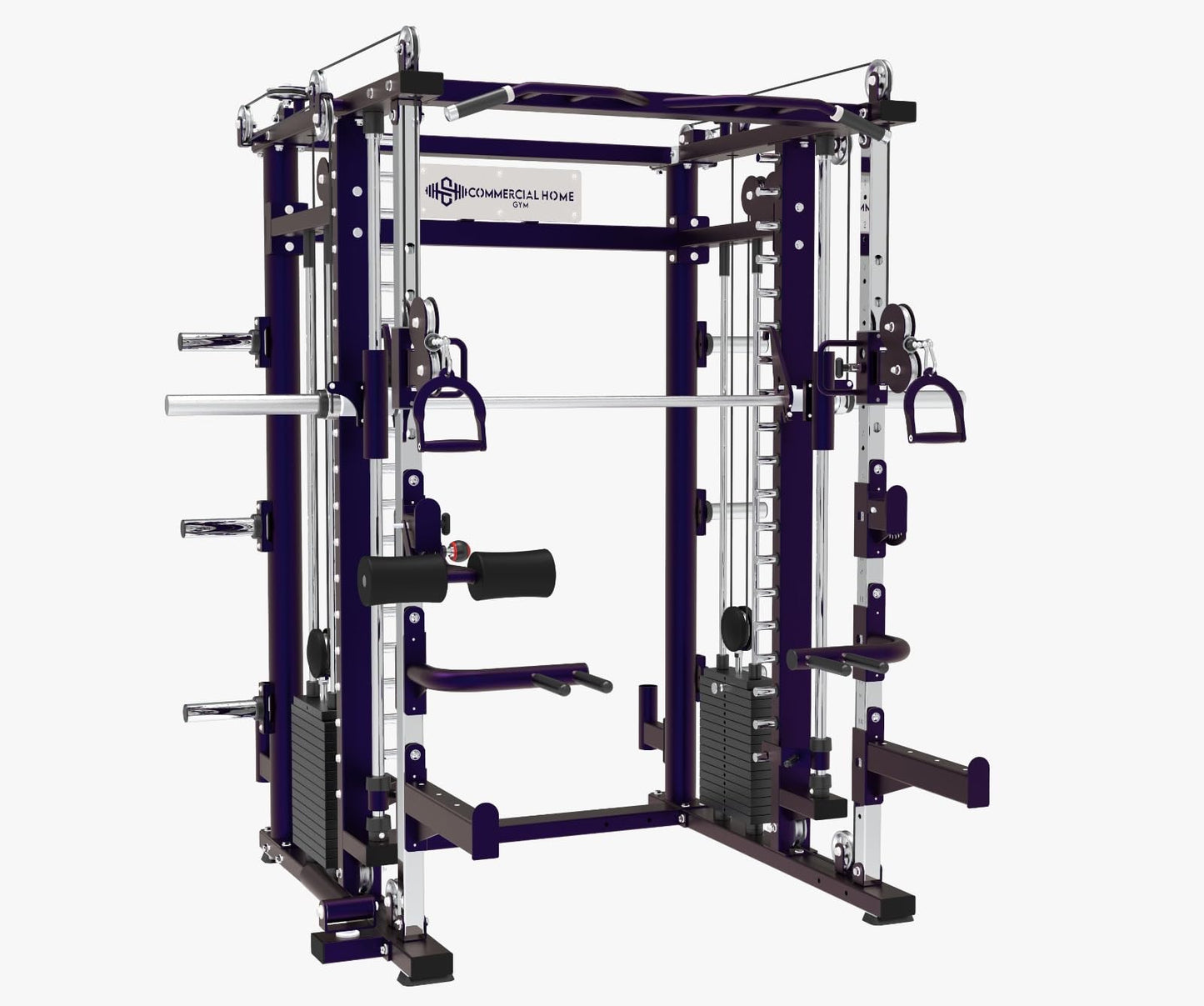 2025 Commercial Home Gym Smith Machine 2.0 - Smith Machine w/ Cross Cables - Built in 352 lbs Stack Weights - Midnight (Black w/ Hint of Purple) - Standard