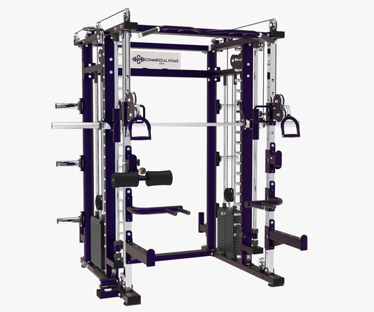 2025 Commercial Home Gym Smith Machine 2.0 - Smith Machine w/ Cross Cables - Built in 352 lbs Stack Weights - Midnight (Black w/ Hint of Purple) - Standard