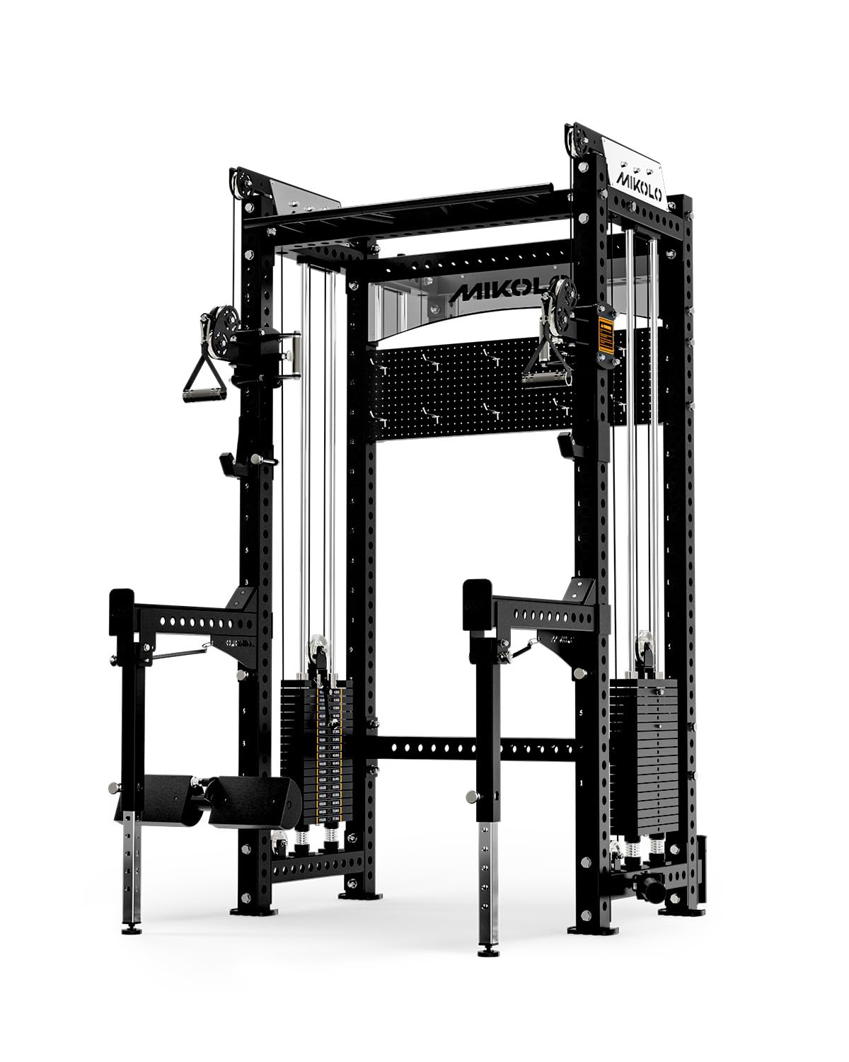 Mikolo Anubis-2.0 Smith Machine with Weight Stack, 3×3 All-in-One Power Cage with LAT Pulldown & Cable Crossover, 3200LBS Multi-Function Trainer with 175LBS Dual Pulley System for Fitness Home Gym