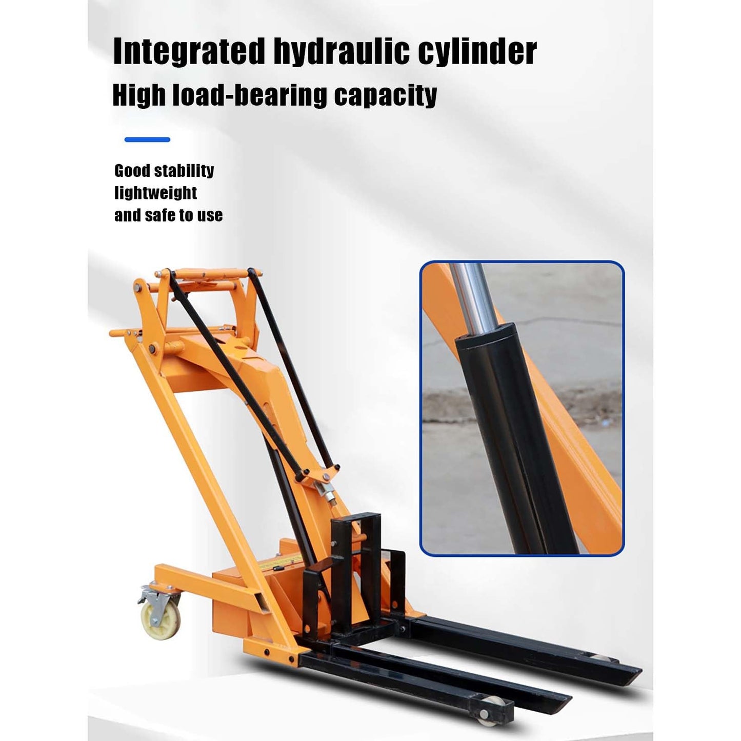 Full Electric Stacker,Portable Articulated Forklift,Foldable Hydraulic Lift Push Forklift,Adjustable Fork Material Handler(Forklift Drum clamp Style,700KG)