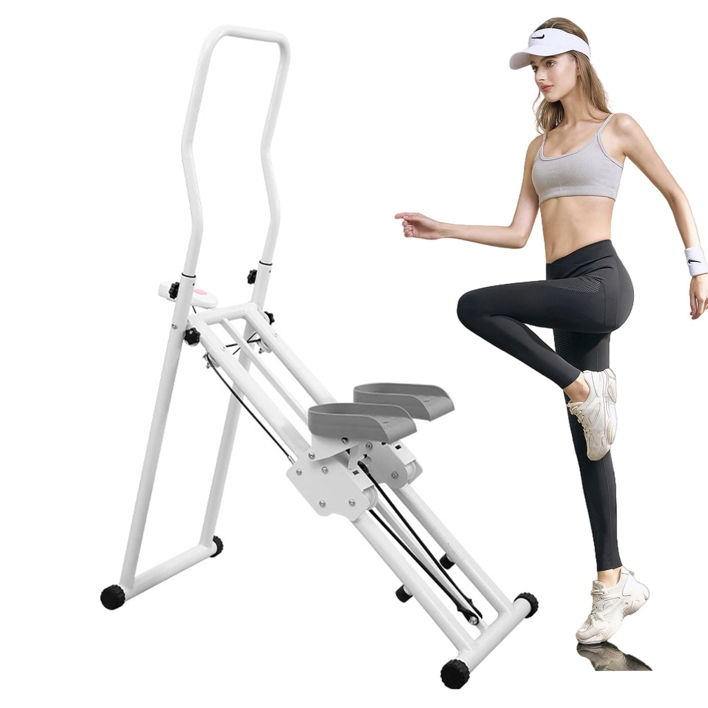 Stair Stepper Machine for Home Gym, Compact Folding Vertical Climber with Adjustable Handlebar for Indoor Fitness, Extended Step Range for Effective Exercise