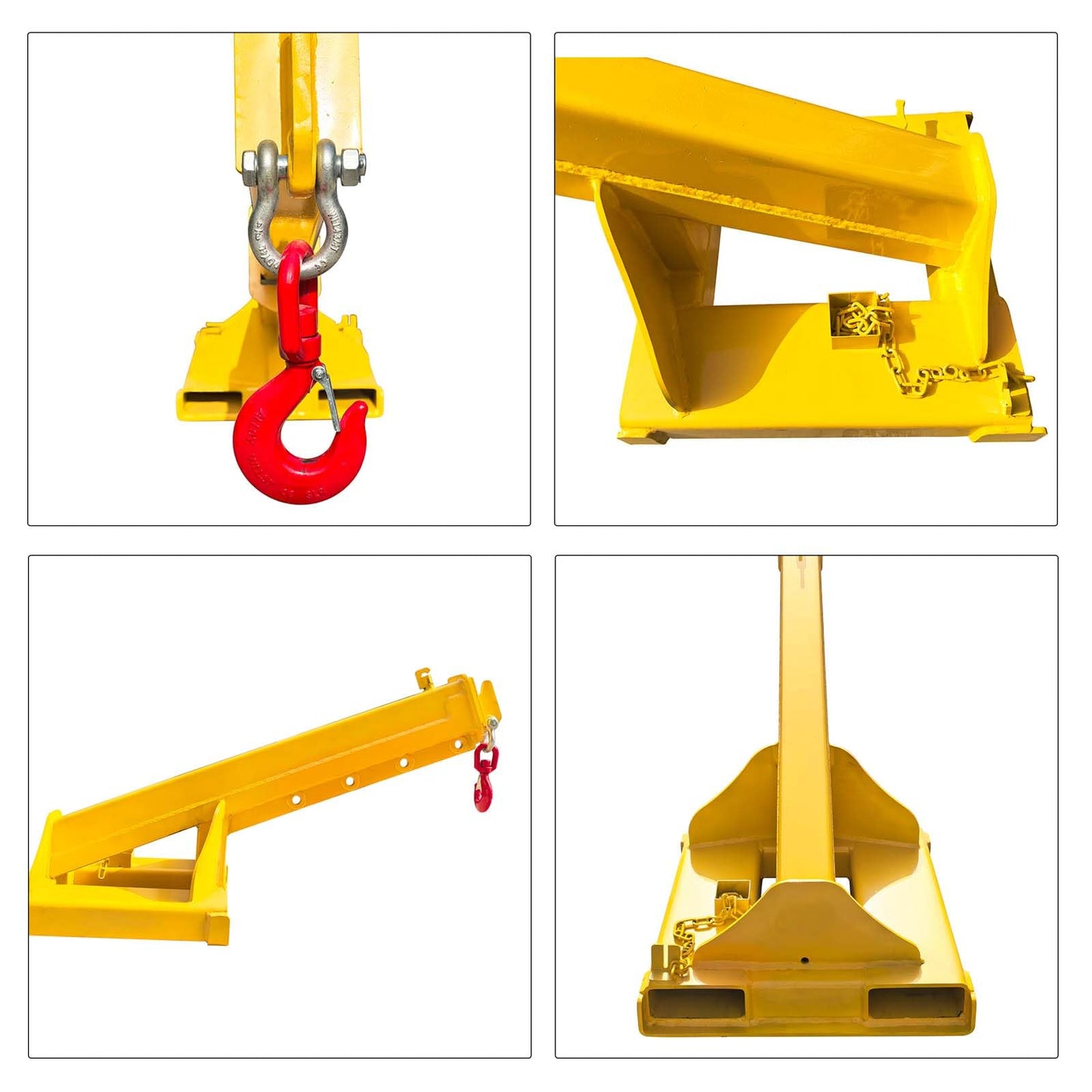 JARYANNIX Forklift Jib Boom Crane, 4T 94.5’’ Forklift Mobile Crane with Hook Hoist, 20°Tilt for Towing Handling Equipment, Adjustable Telescopic Booms Attachments