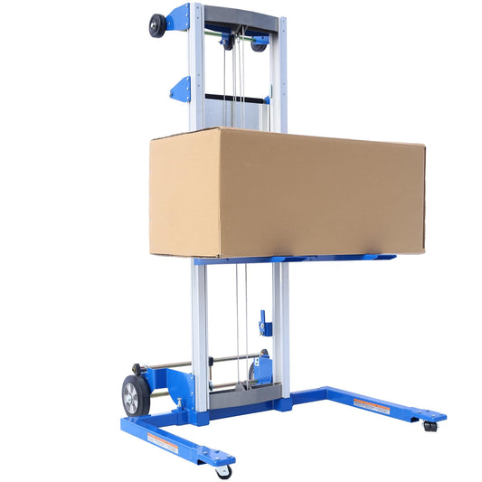 ELOMBR Material Lift Winch Stacker, 1.97"-70" Height Range, 500 lbs Capacity, 42.90"L x 43.30"W, Adjustable Straddle Hand Winch Lift Trucks for Warehouse, Factory