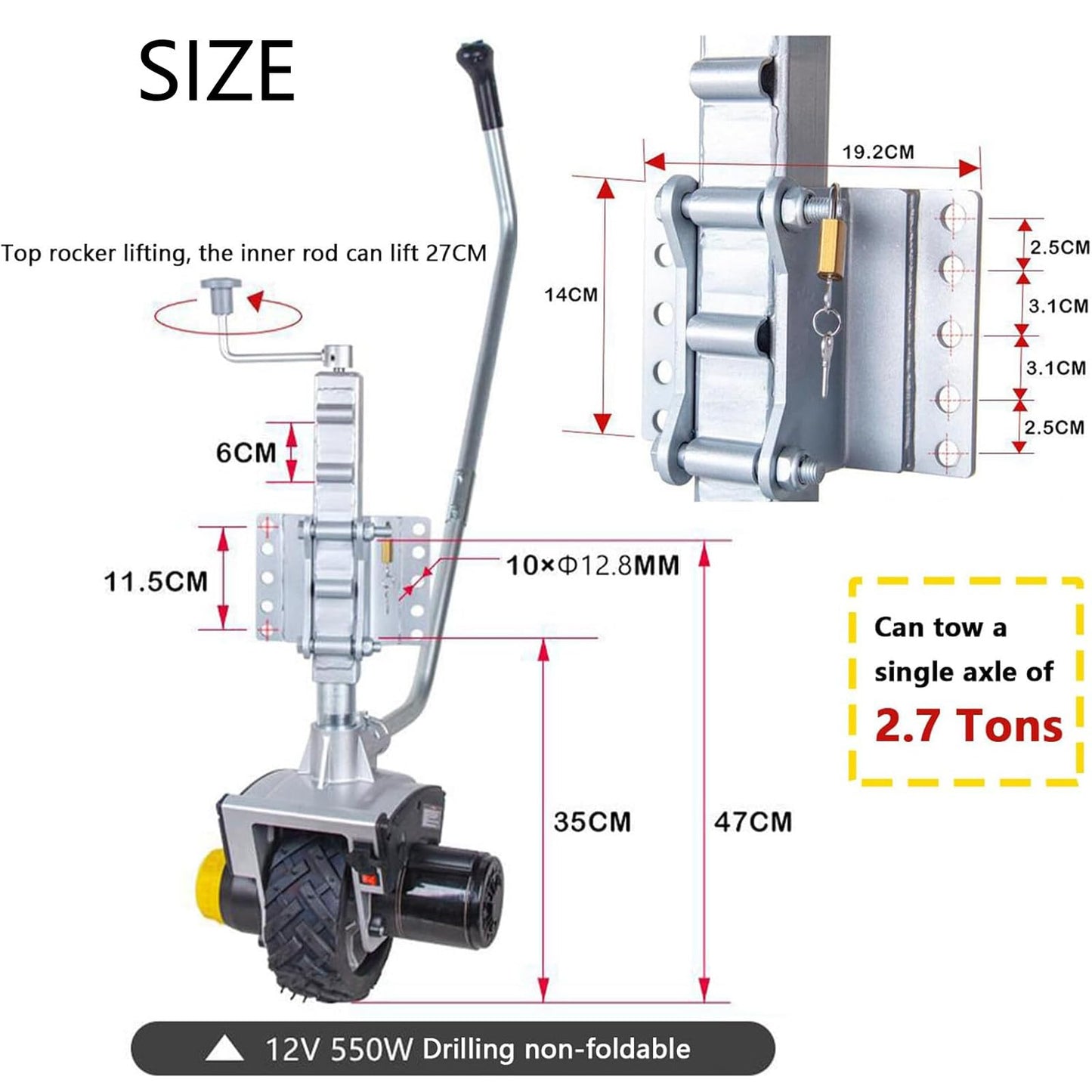 GESAIDES Trailer Tug - 2722 KG Trailer Mover for RV Boat Motorcycle - World's Greatest Trailer Dolly, Electric Trailer Dolly