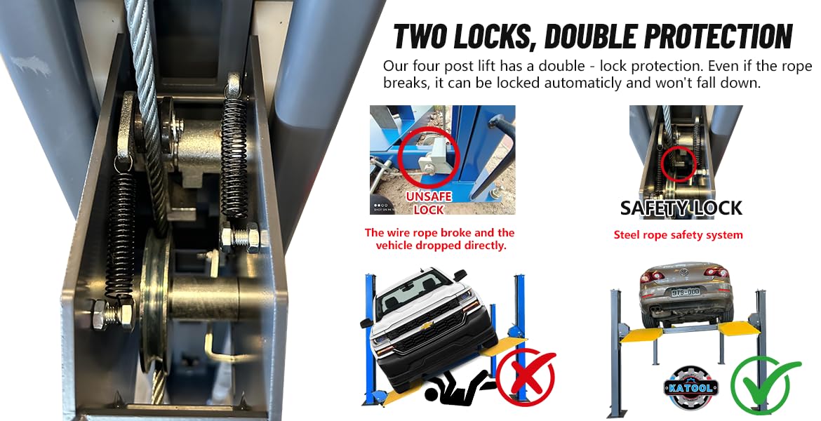 KT-4H850 Four Post Lift Car/Truck Parking Hoist with Casters 8500Lbs Lifting Capacity Storage Service Car Lift(4H850)