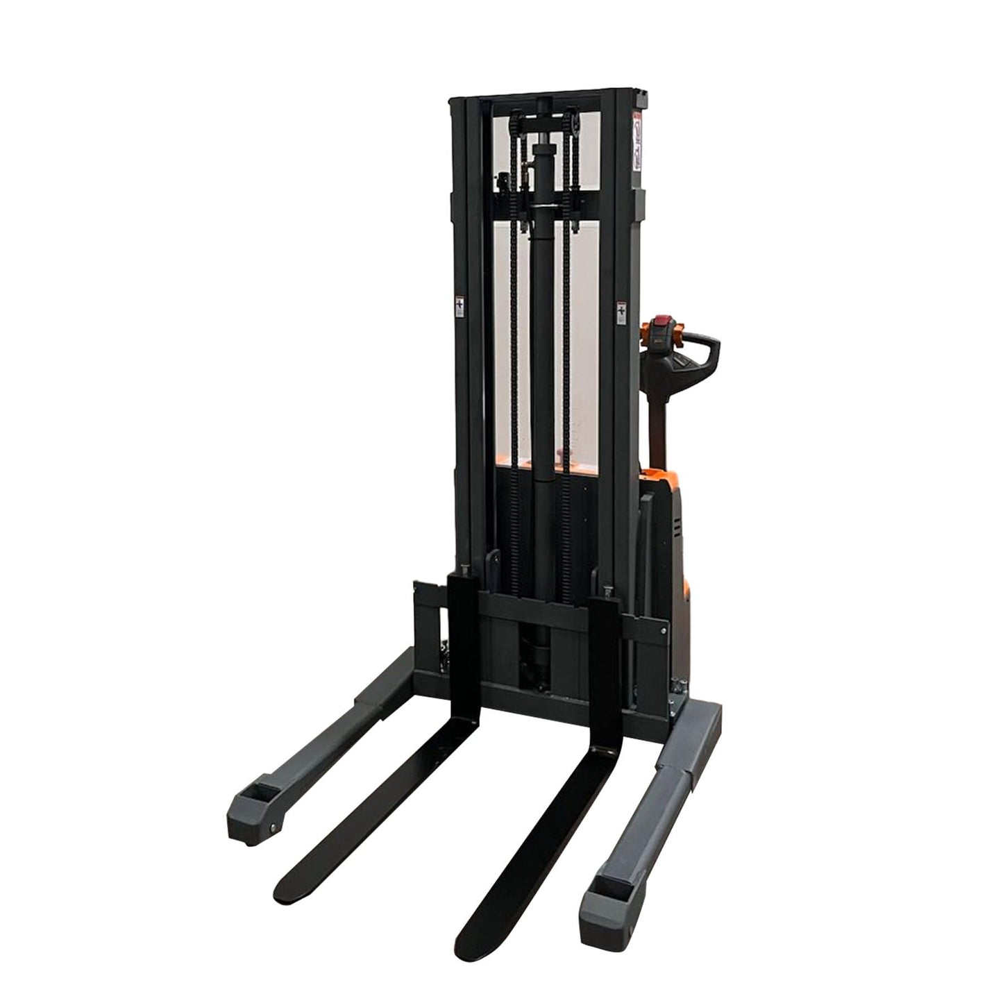 Tory Carrier Full Electric Walkie Pallet Stackers with Straddle Legs, 2640lbs Capacity Material Lifts with Adjusatble Forks, 118" Lifting Height