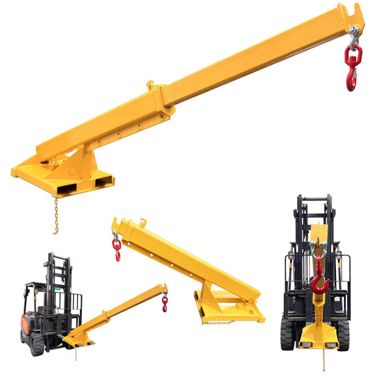 Yokoma 3000KG/6600LB Forklift Jib Boom Crane, Mobile Crane Lifting Hook Fork Mounted Hoist, with Telescopic Booms Attachments for Towing Handling Equipment