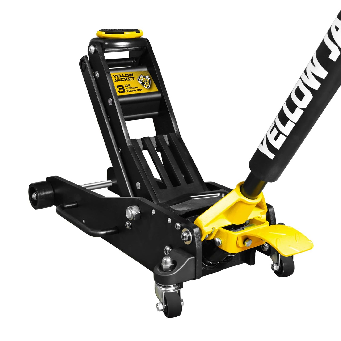 YELLOW JACKET Floor Jack 3 Ton Full Aluminum Ultra Lightweight Low Profile Hydraulic Racing Car Jack with Dual Pumps Quick Lift and Foot Pedal for Auto Repair, 6600 lbs Capacity