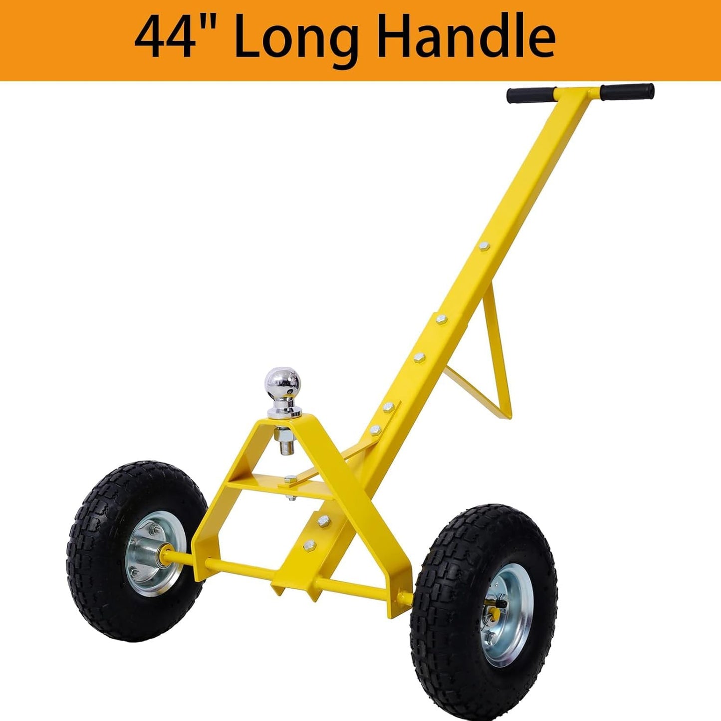 Heavy-Duty Steel Trailer Dolly - 600 Lb Load Capacity, Pneumatic Wheels, 44" Handle for Easy Maneuvering of Boat, Utility, and Jet Ski Trailers (Yellow)