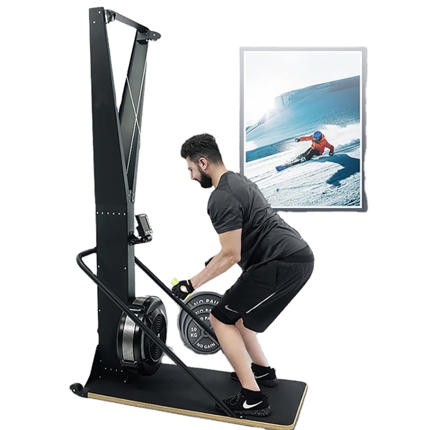 Ski Simulator Machine,Ski Machine, Ski Cross Trainer Machine with Display Monitor for Strength and Cardio Exercise - Home Gym Equipment for Legs, Ski Exercise Machine