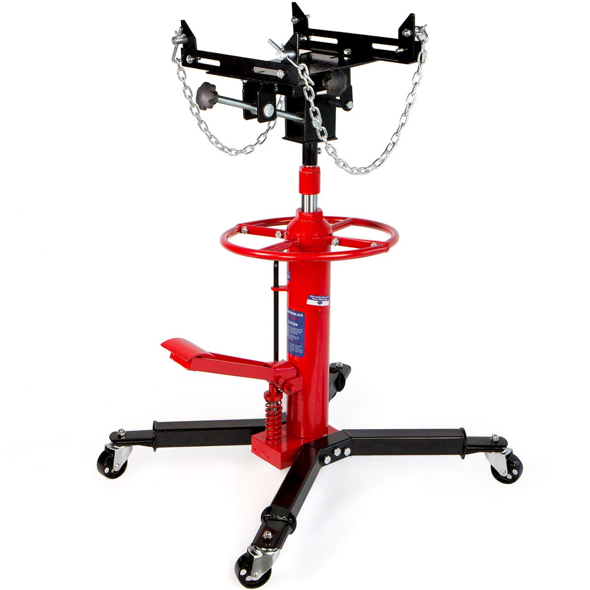 XtremepowerUS Heavy Duty 1/2 Ton Hydraulic Telescopic Transmission Jack 2-Stage Hydraulic Transmission Pump Lift Hoist, Red/Black