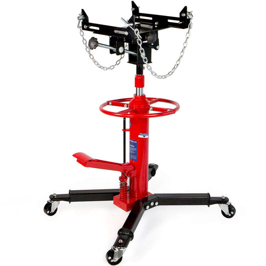 XtremepowerUS Heavy Duty 1/2 Ton Hydraulic Telescopic Transmission Jack 2-Stage Hydraulic Transmission Pump Lift Hoist, Red/Black
