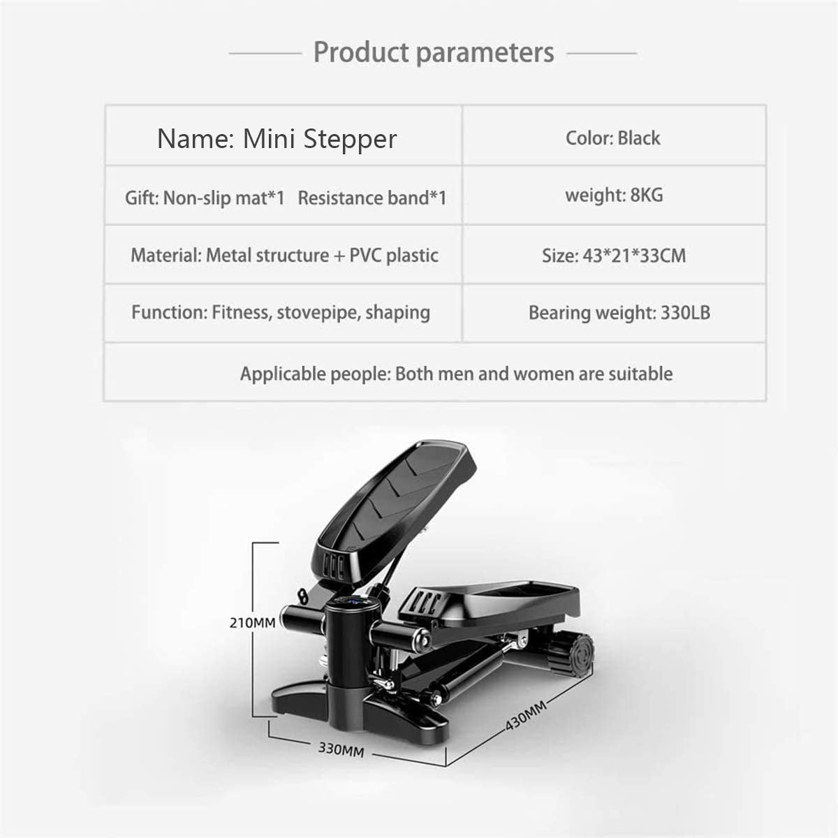 Stepper,Mini Fitness Cardio Exercise Trainer Stair Twisting Machine with Resistance Bands Monitor for Full Body Workout