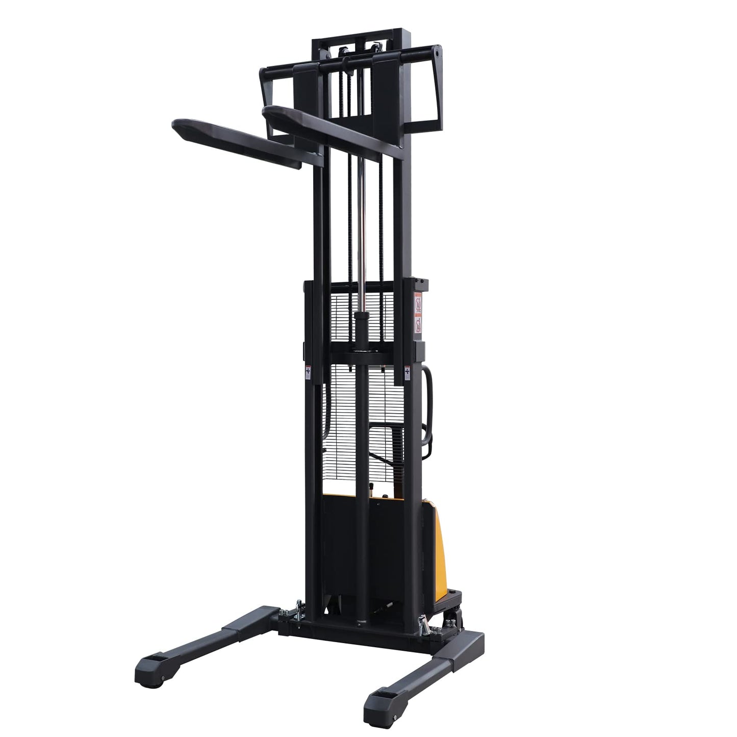 Aequanta Semi Electric Pallet Stacker Power Forklift Across Legs 3300lbs Capacity 118" Lifting Height with Adjustable Forks