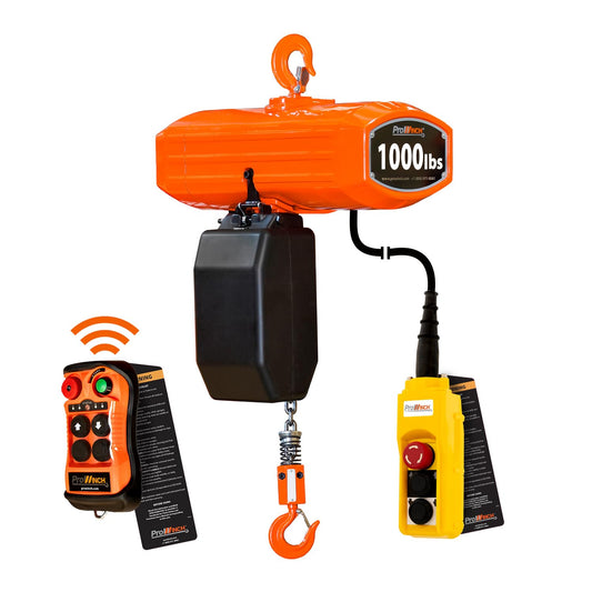 Prowinch Portable Electric Hoist - 1000 lbs Electric Chain Hoist with Wireless & Wired Remote Control, 20 ft, Single-Phase Dual Voltage 110~120V/220~240V, G100 Chain, Overhead Crane1 Speed