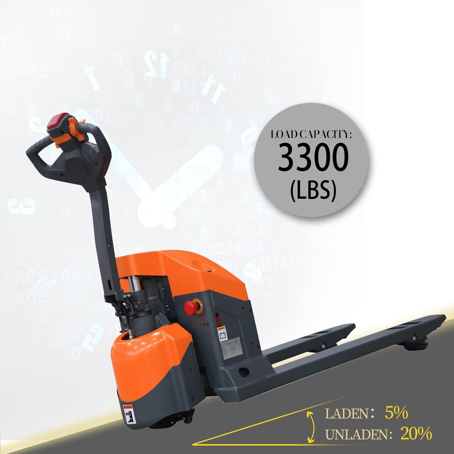 Tory Carrier Electric Pallet Truck, Standard Duty Pallet Truck 3300lbs Capacity, 48" x 27" Forks, Max Lift Height 7.3 Inch Powered Pallet Jack Lift for Handling & Storage & Lifting