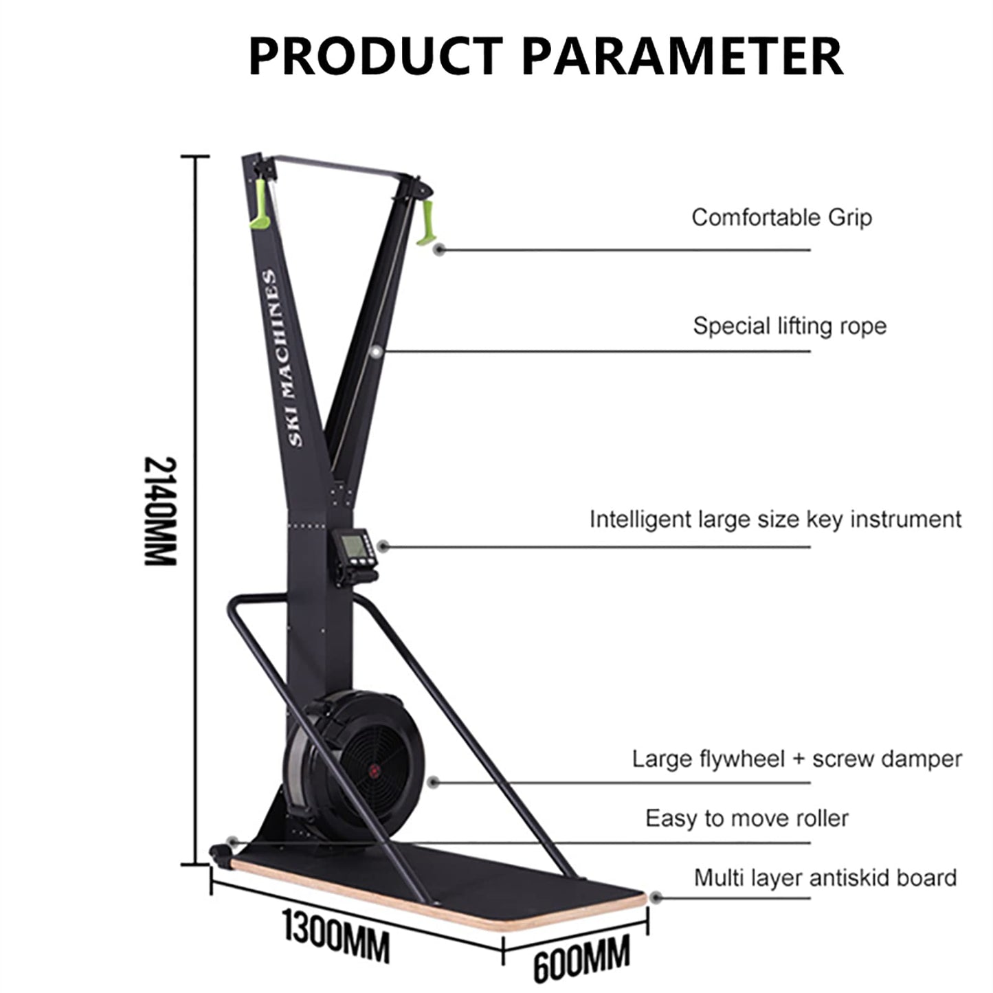 Ski Simulator Machine,Ski Machine, Ski Cross Trainer Machine with Display Monitor for Strength and Cardio Exercise - Home Gym Equipment for Legs, Ski Exercise Machine