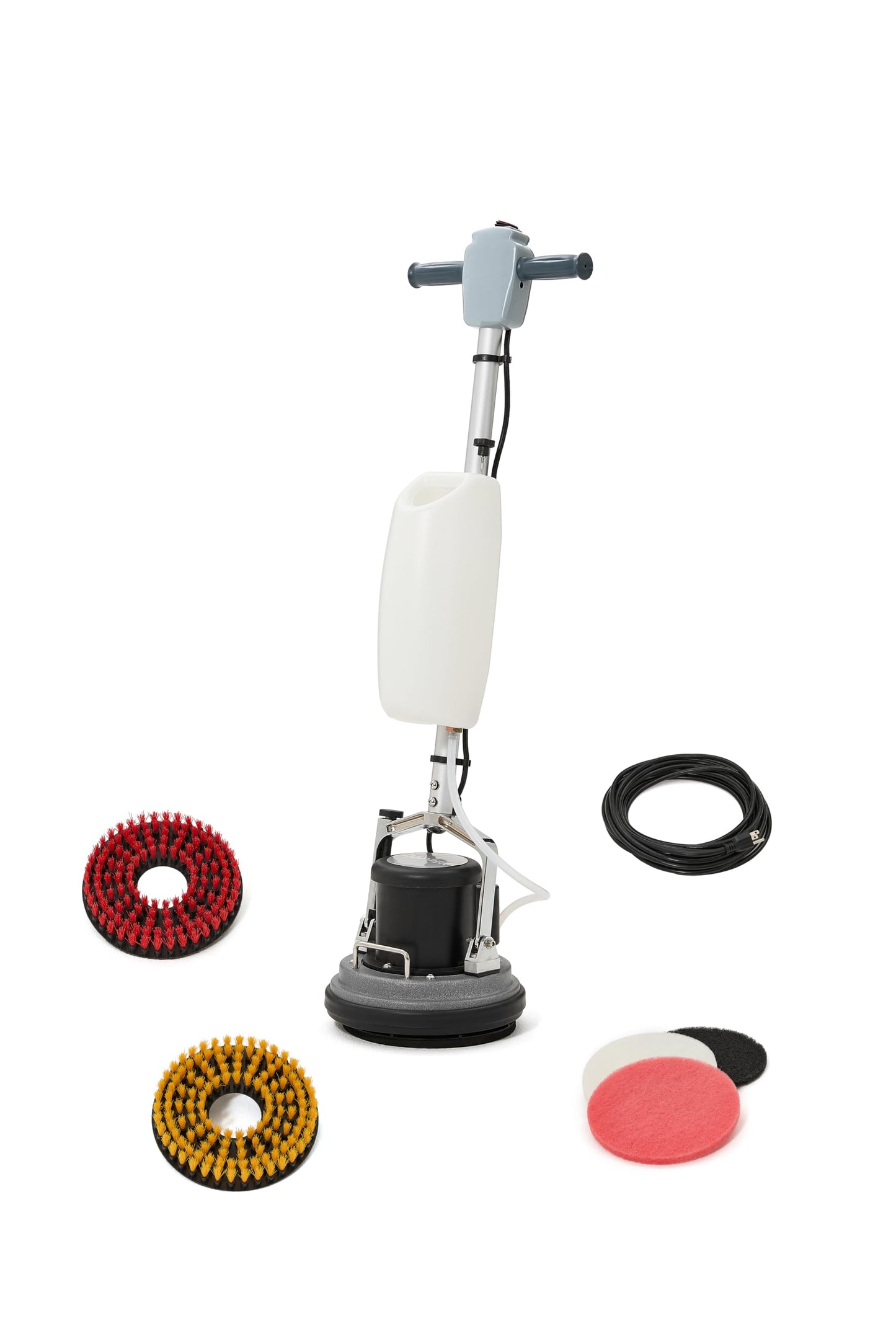 10" Heavy-duty Multi-Functional Floor Buffer Polisher Machine - Clean, Buff, Scrubb and Polish with Ease! Ideal for Carpets Too! Includes Optional Solution Tank, 2 Brushes and 3 Scouring Pads