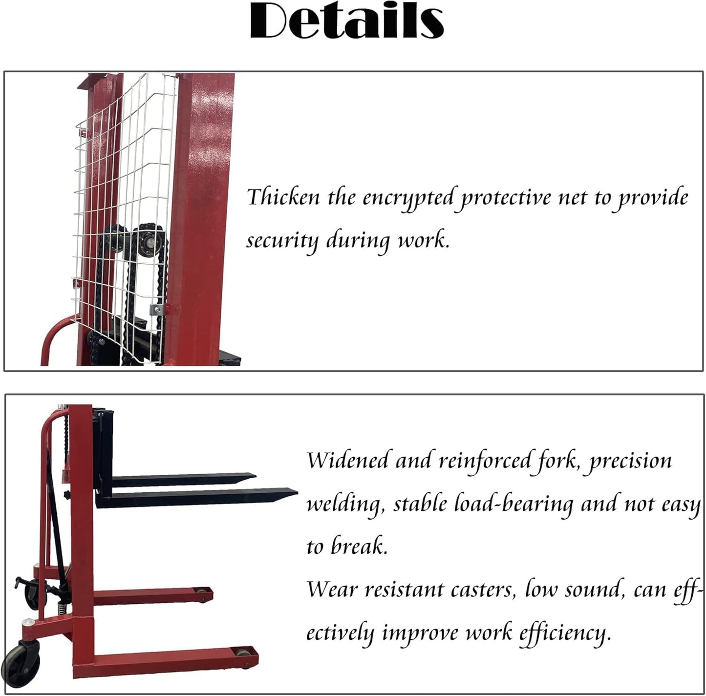 Yokoma 2204lbs Load Manual Forklift Hand Pallet Stacker Hydraulic Pump, 63" Lifting Height, Adjustable Forks, Straddle Legs Truck Dolly Ideal for Handling Stringer Block Pallets