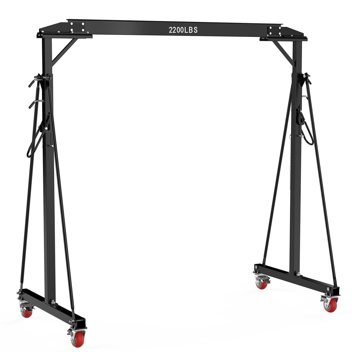 Adjustable Gantry Crane 1 Ton 2200 Lb, 12 Height Positions 97-141 in, Triangle Base a-Frame, Heavy Duty Steel i-Beam, Portable Lifting Crane for Warehouse, Shop, Construction