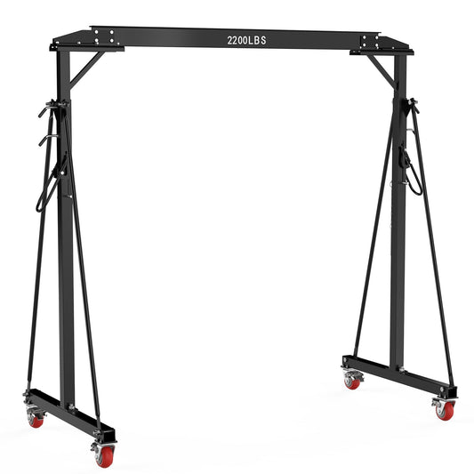Adjustable Gantry Crane 1 Ton 2200 Lb, 12 Height Positions 97-141 in, Triangle Base a-Frame, Heavy Duty Steel i-Beam, Portable Lifting Crane for Warehouse, Shop, Construction