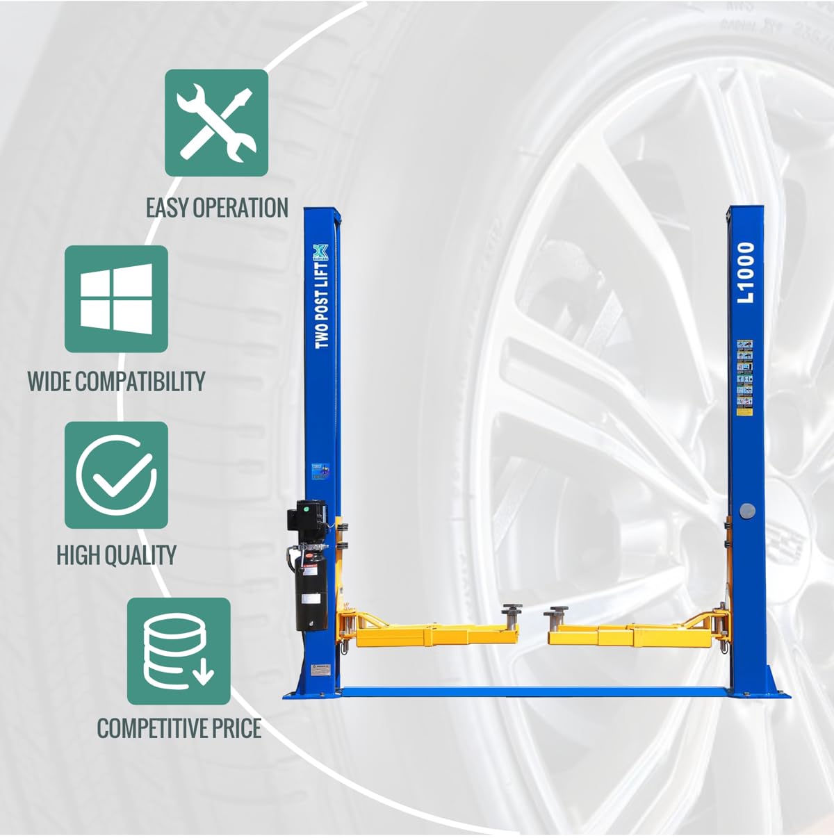 CR L1000 110V Two Post Lift 10,000 lbs Capacity Car Auto Truck Hoist 12 Month Parts Replacement