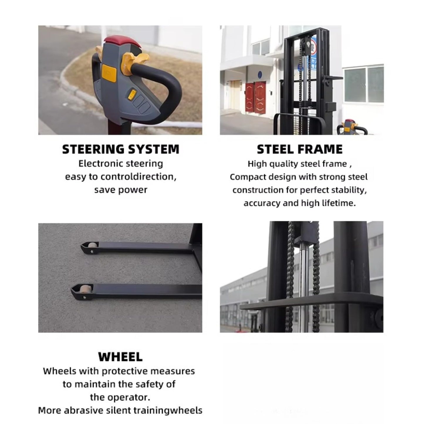 Electric Stacker Forklift with 1.5 Ton Capacity – Ideal for Material Handling in Warehouse & Industrial Settings – Efficient Powered Lift Truck for Heavy Duty Tasks