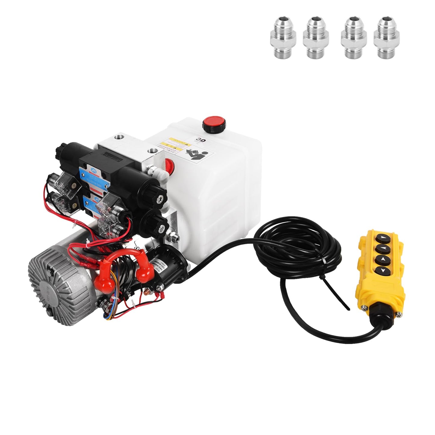 Doppy 4.5 Quart Hydraulic Power Unit,Double Acting Hydraulic Pump, 3200 PSI 12V DC Plastic Reservoir Hydraulic Pump Unit for Dump Trailer Car Lifting Platforms