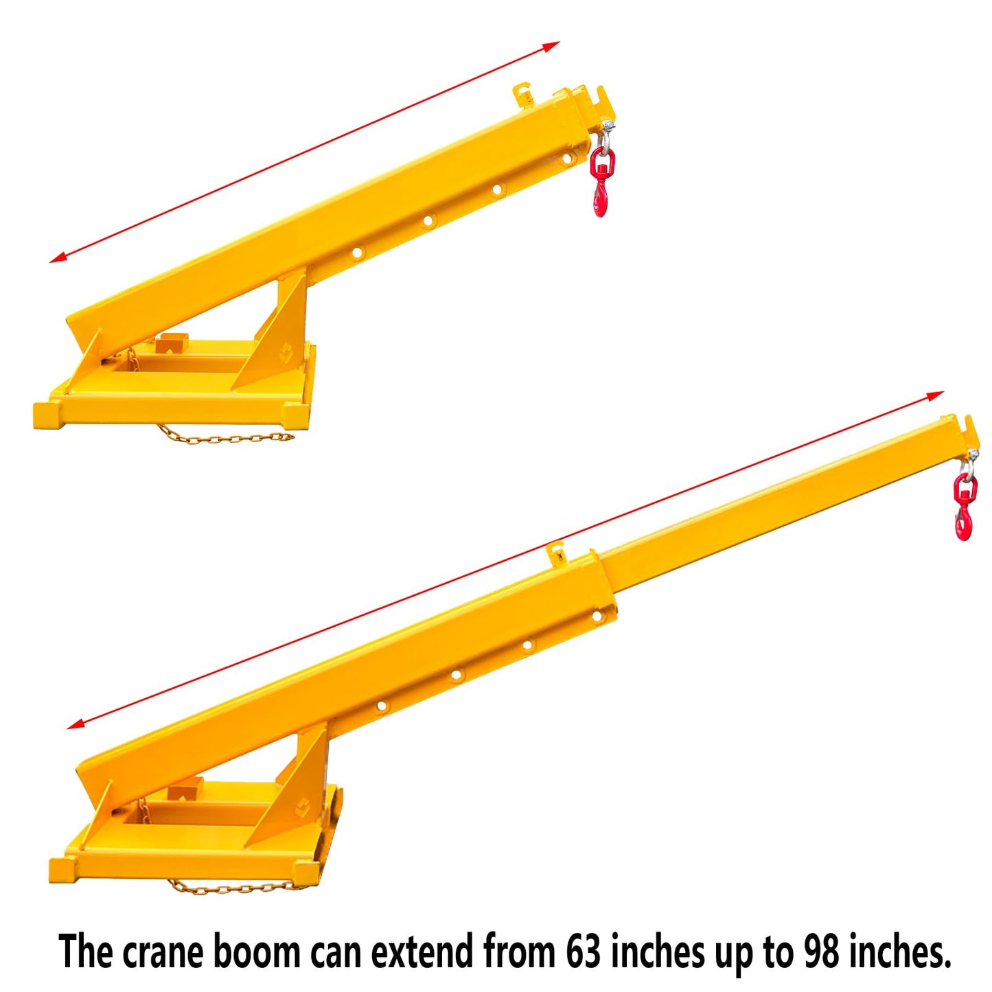 WYDDDARY Adjustable Mobile Crane Lifting Hoist Truss Jib Boom Hook 4400LbS Capacity Forklift Telescopic Boom for Forklift Towing Handling(Angle Fixation)