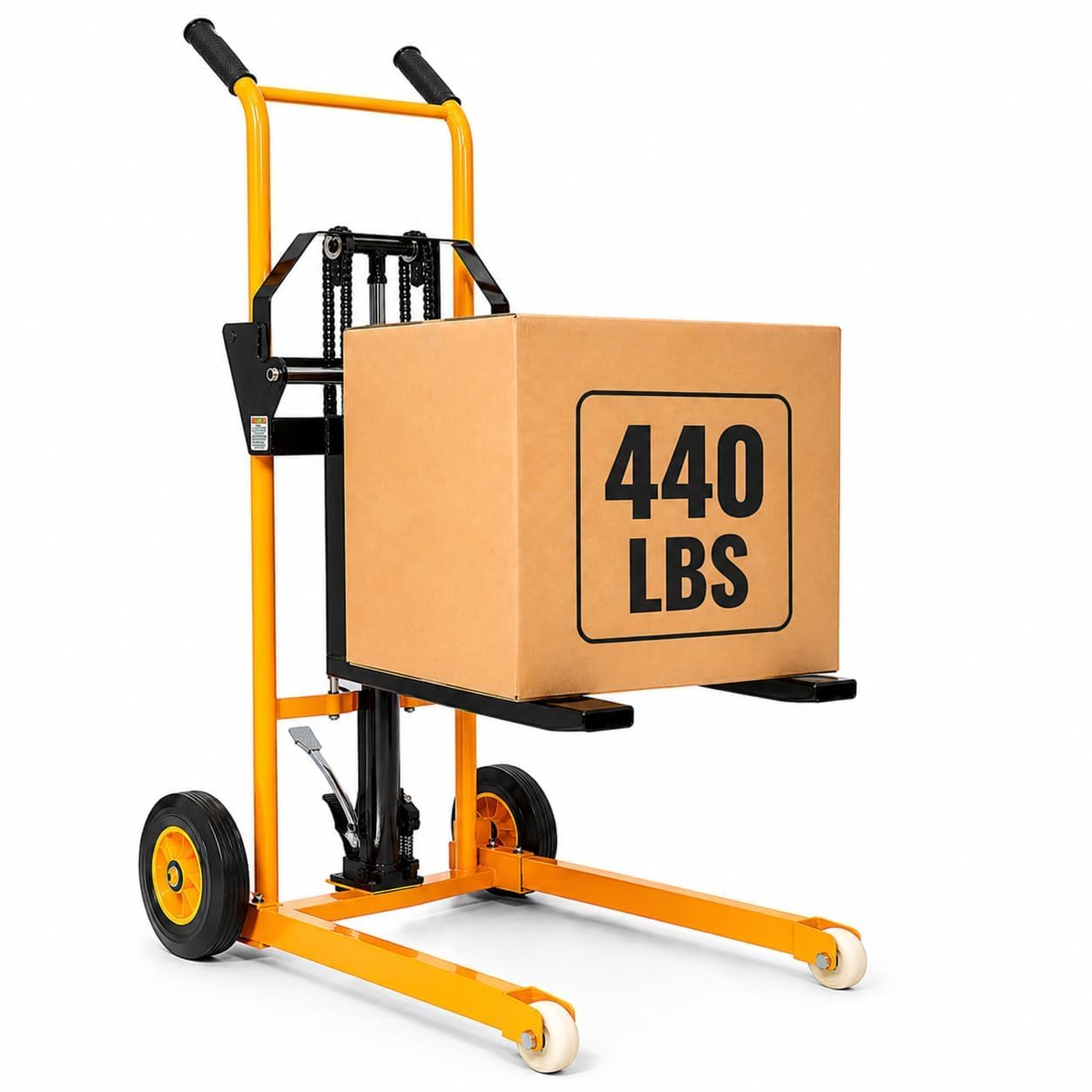 440lbs Material Lift Stacker, 35.5" Max Lift Hydraulic Fork Lift with Adjustable Forks, Manual Pallet Stacker Lift Dolly with Fixed Legs, Manual Forklift for Supermarket, Warehouse and Household