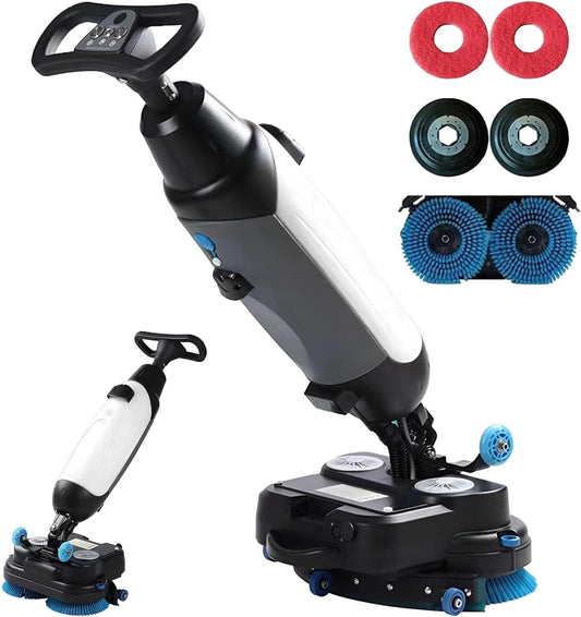 TDSYOCG Commercial Floor Scrubber & Floor Polisher Machine, 17" Cordless Electric Mop, Walk Behind Floors Scrubber with Brushes, Professional Floors Buffer Polisher for Concrete, Tile and Hardwood