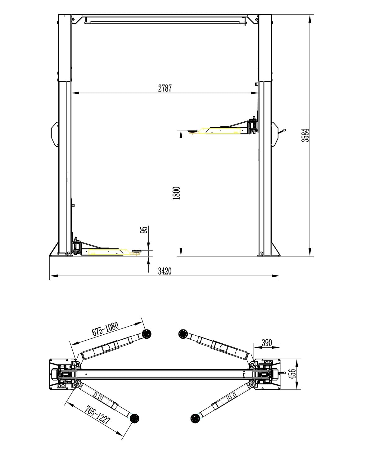 KATOOL 11000lbs Single Point Lock Release Direct Drive Two Post Lift Asymmetry Arm 3+2 Double S Design 2 Post Lift Auto Lift 2-Post Lift Clear Floor Car Lift, 220V