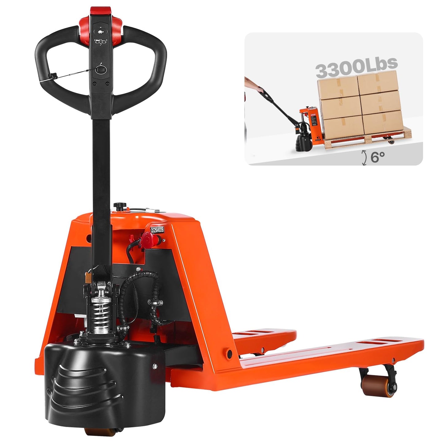 VEVOR Electric Pallet Jack, 3300 lbs Load Capacity, Lithium Battery Powered Pallet Jack Truck with 48L x 27W Inch Forks for Material Handling, Suitable for Warehouse, Supermarket, Manufacturing