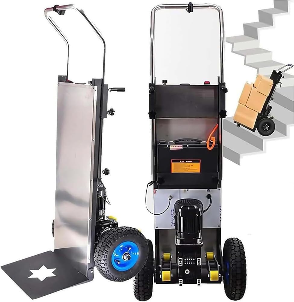 Electric Stair Climber Heavy Object Sack Truck Removable Battery Load Capacity for Straight Curved Stairs Effortless Heavy Load Transport Electric Stair Climbing (C)