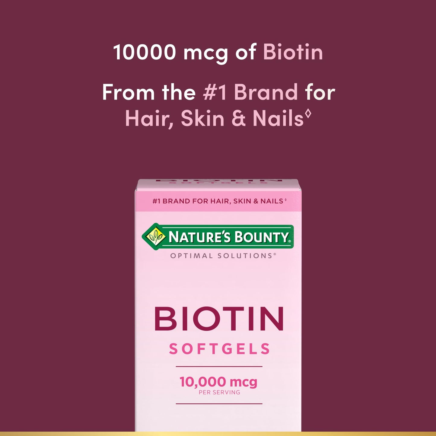 Nature's Bounty Biotin 10000mcg Supplement, Supports Healthy Hair, Skin and Nails, Optimal Solutions Hair Vitamin with Biotin, 90 Rapid Release Liquid Softgels