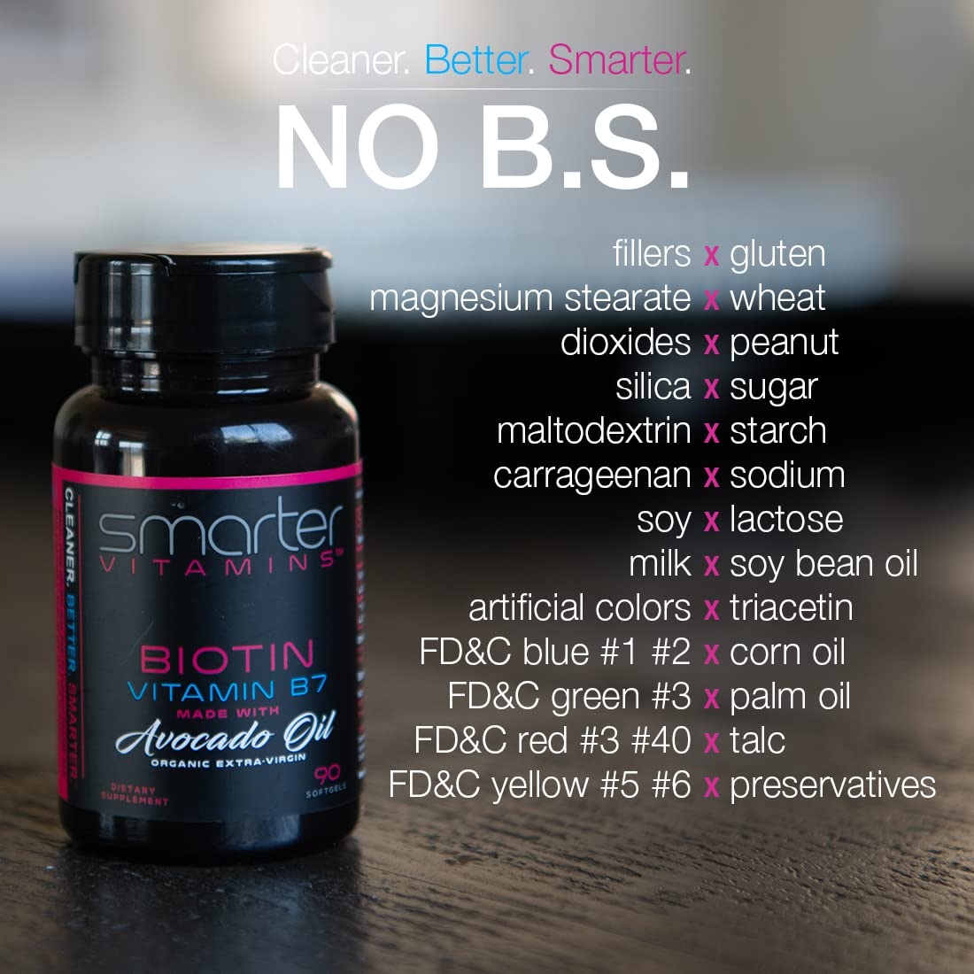 (2 Pack) Smarter Biotin 5000mcg in Avocado Oil, Vitamin B7, Non-GMO, 90 Mini Liquid Softgels, No Soy