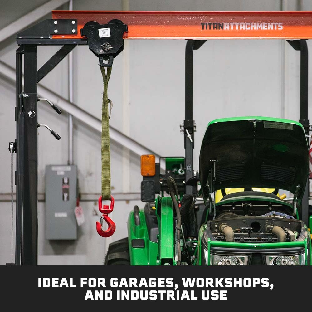 Titan Attachments Telescoping Gantry Crane, 2 Ton Capacity, Shop Lift Hoist Rated 4,000 LB, Portable Design with Locking Wheels, Adjustable Height up to 12 FT, Durable Steel Construction, Frame Only