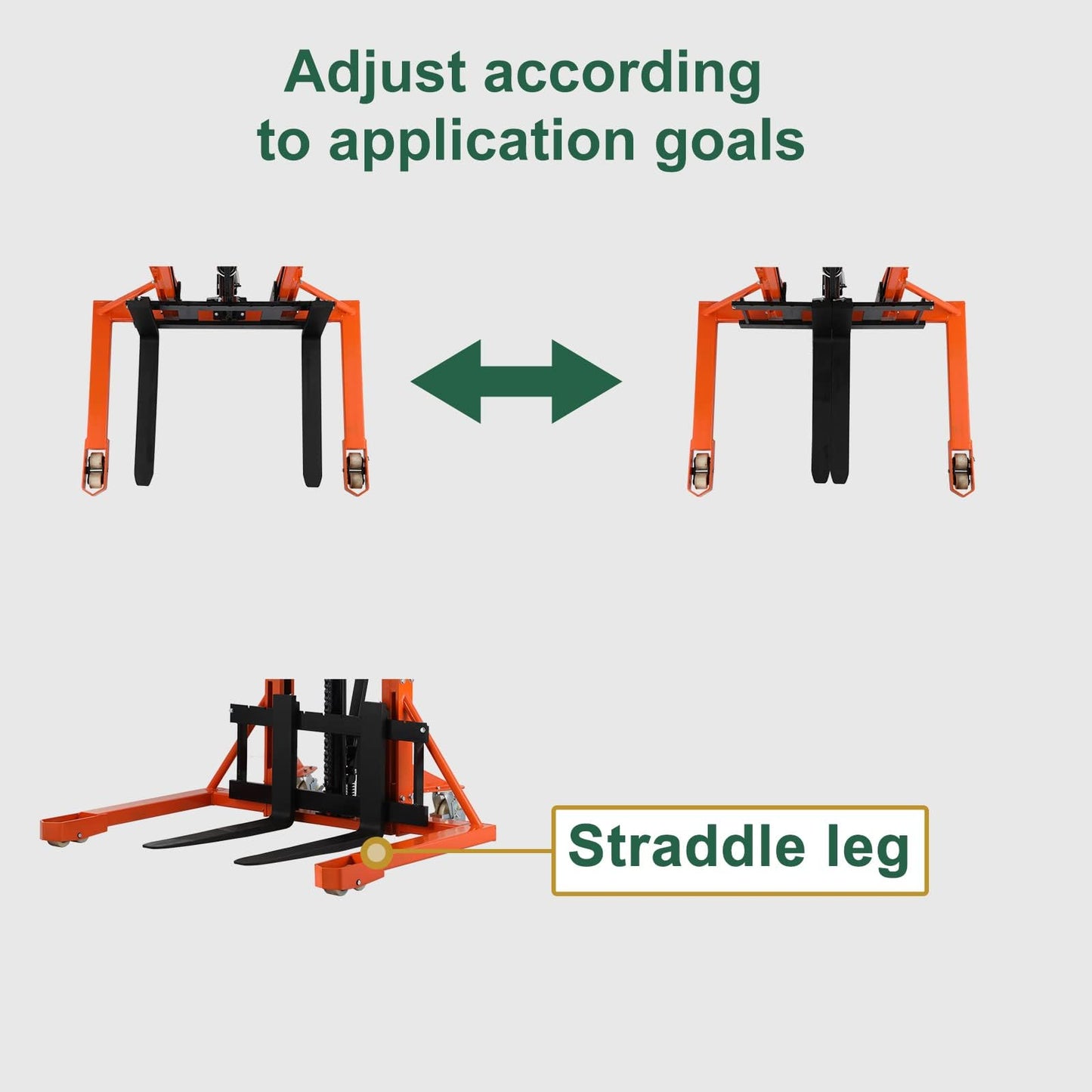 Tory Carrier Manual Pallet Stacker, Material Lift - 2200 lbs Capacity, 63" Lifting Height Pallet Lift Truck with Straddle Legs and Adjustable Forks
