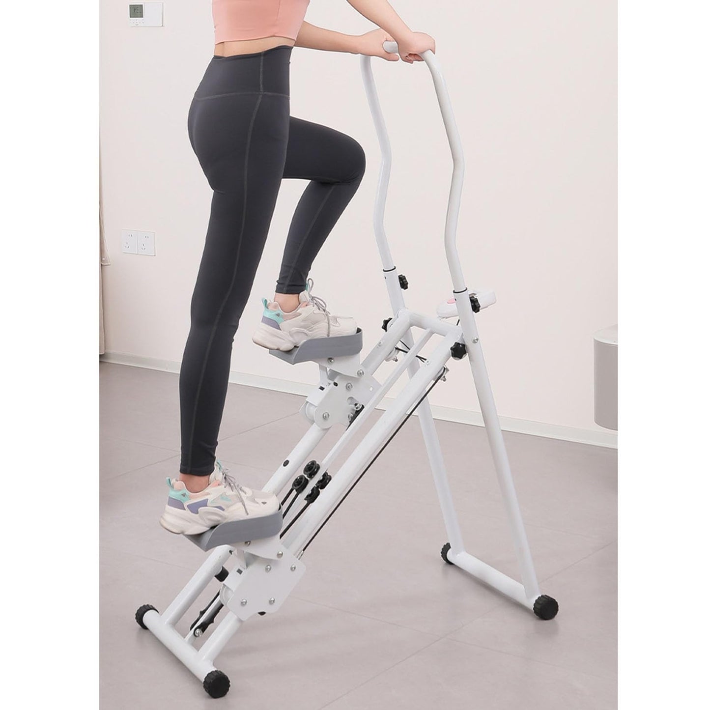 Home Stair Stepper with Handlebar, Folding Climber Workout Machine for Full-Body Workout, Portable Vertical Climber with Extended Step Range and Adjustable Height