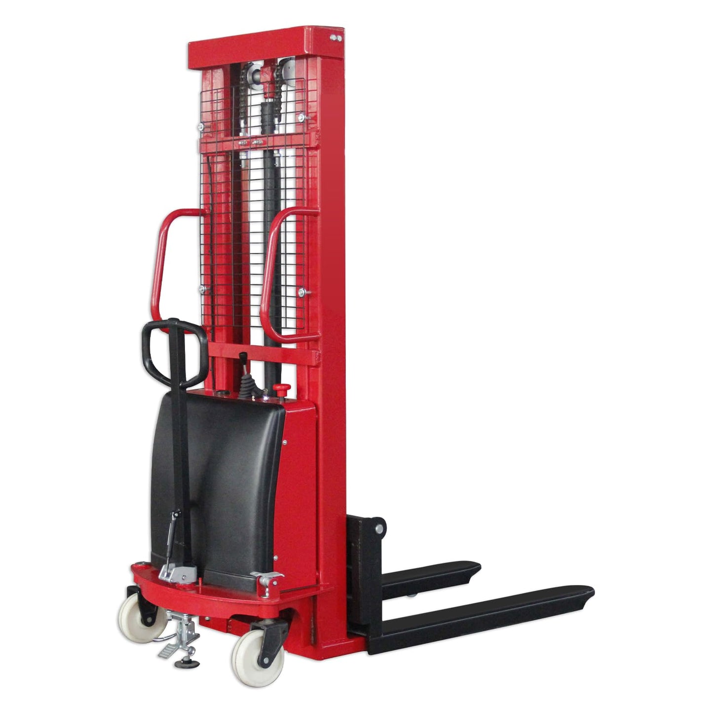 Electric Stacker 3300Lbs Capacity Pallet Forklift, 118in Max Lifting Height Material Lifter with Adjustable Forks for Warehouse
